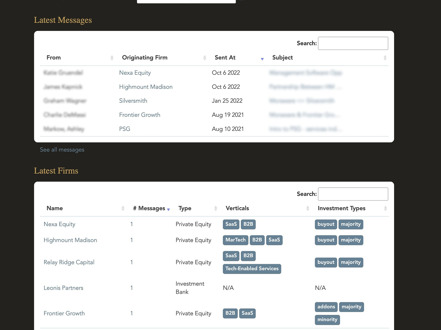 PE Inbox Dashboard
